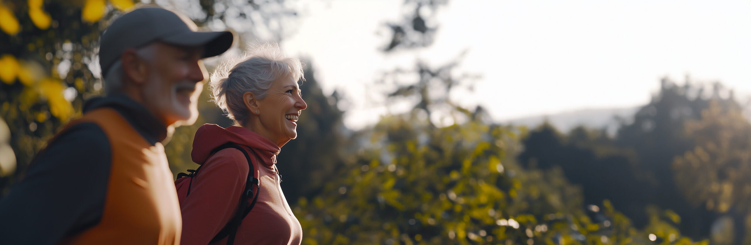 Smiling couple relaxing outdoors
